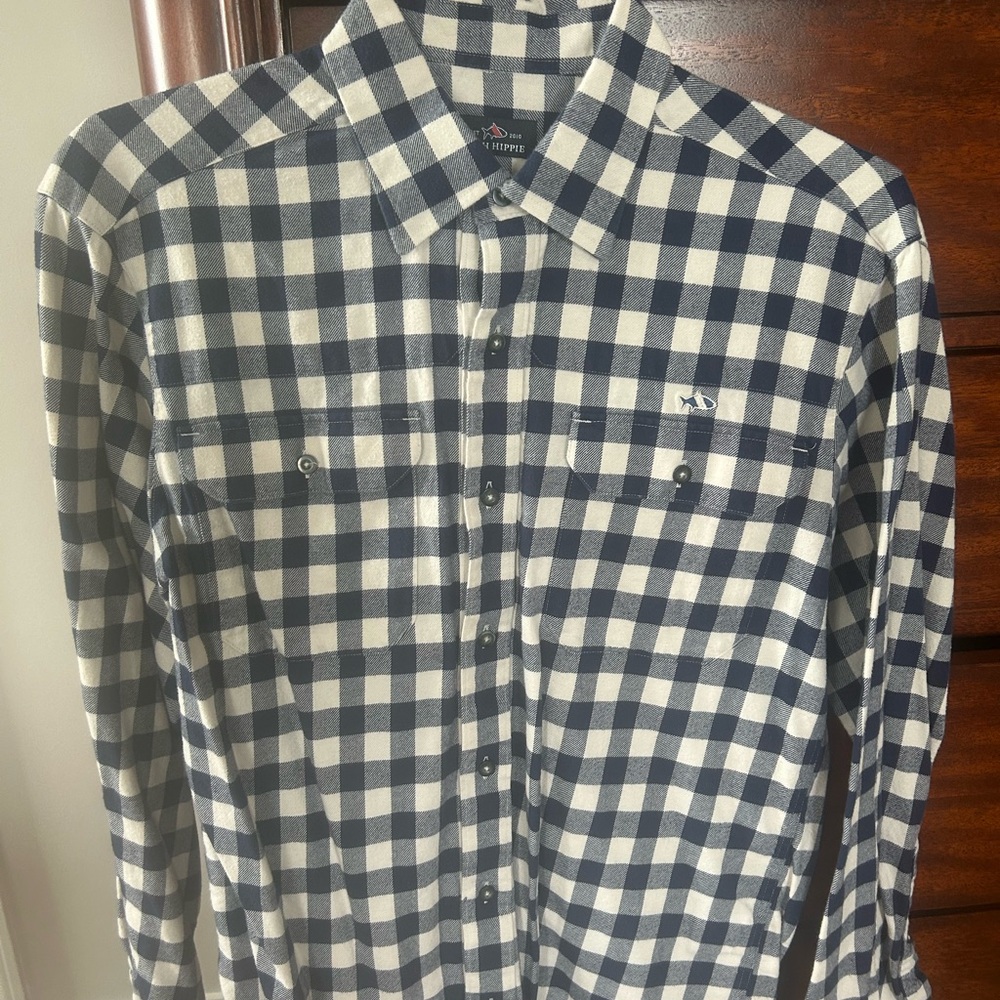 Fish Hippie Blue and White Checkered Shirt
